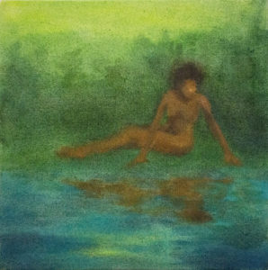 Wade 4 by Adrienne Elise Tarver, oil on canvas, 13 x 13 inches