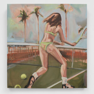 painting of a woman playing tennis